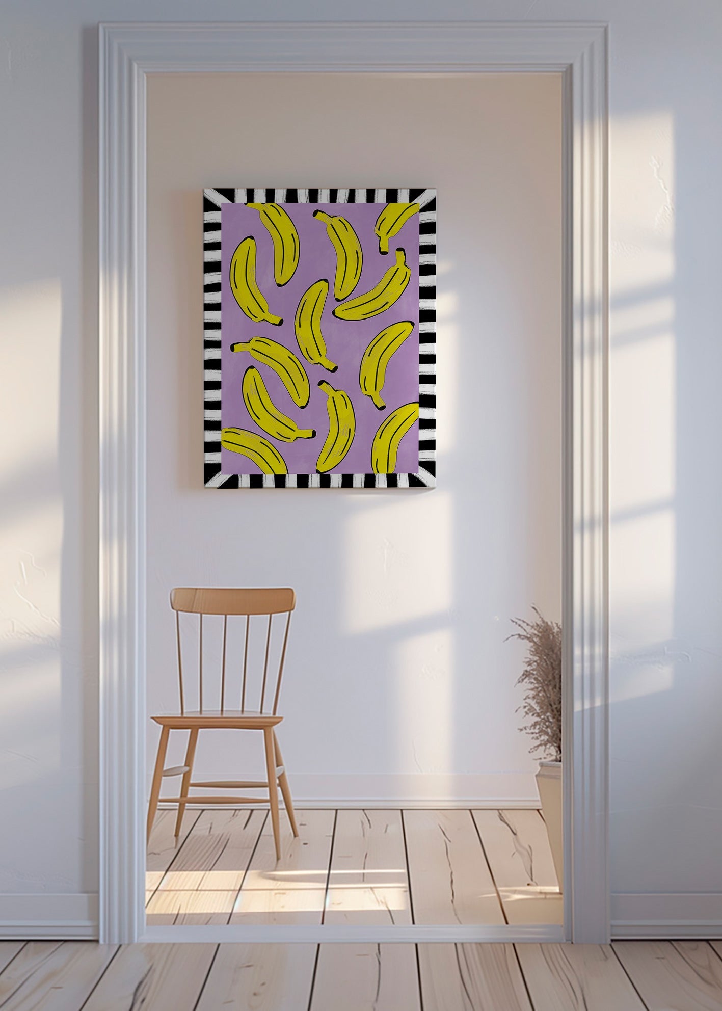 Køkkenkunst med gule bananer – Canvas