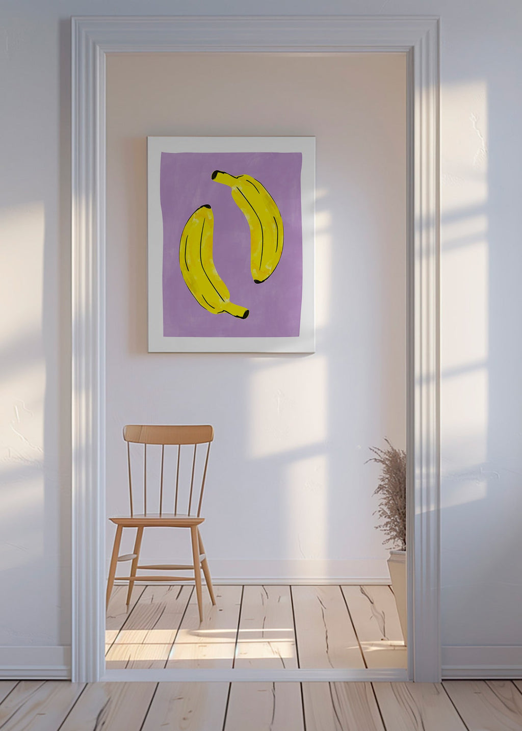 Køkkenkunst med gule bananer – Canvas