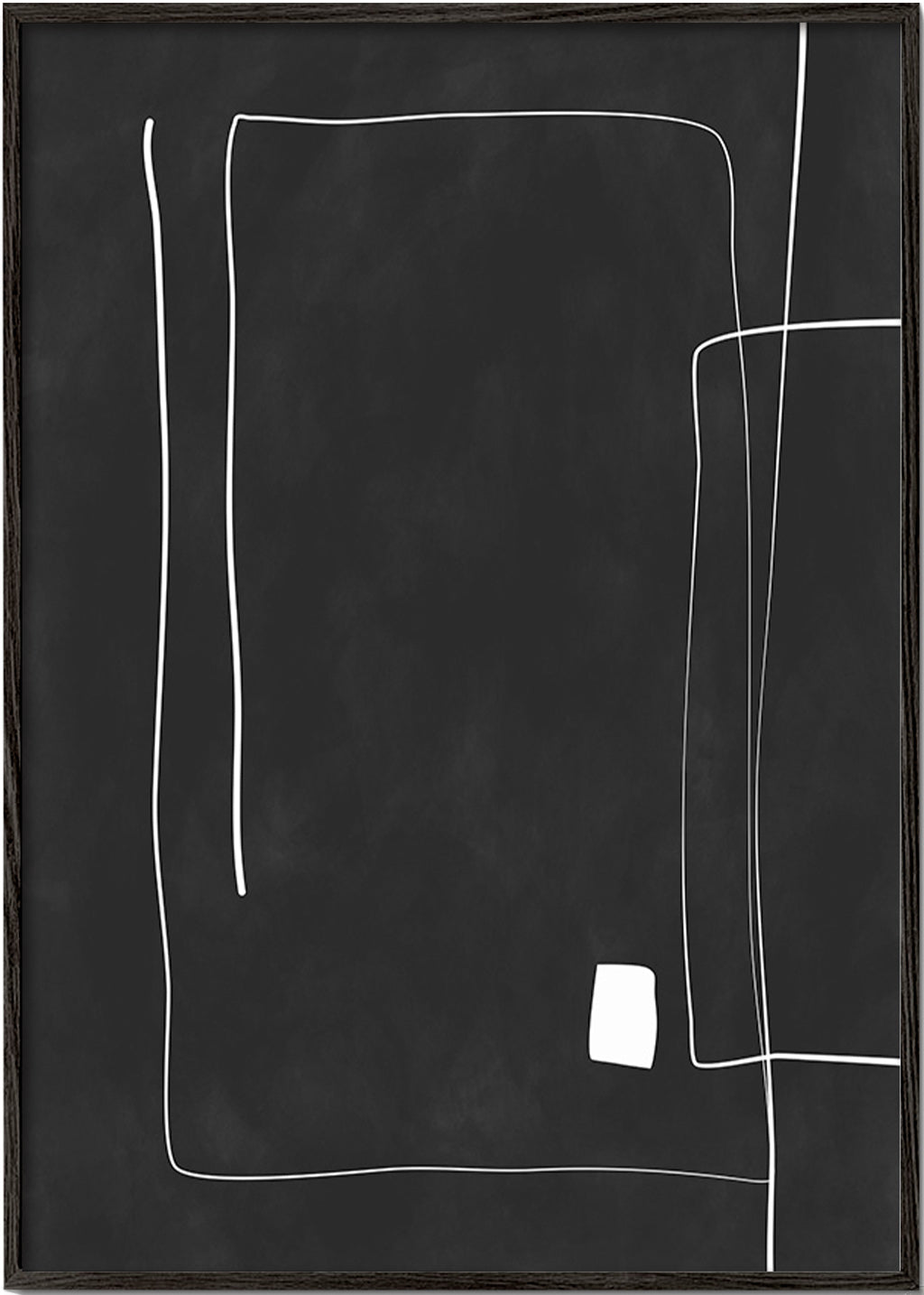 Minimalistisk plakat med hvide linjer på sort baggrund – Black Frame