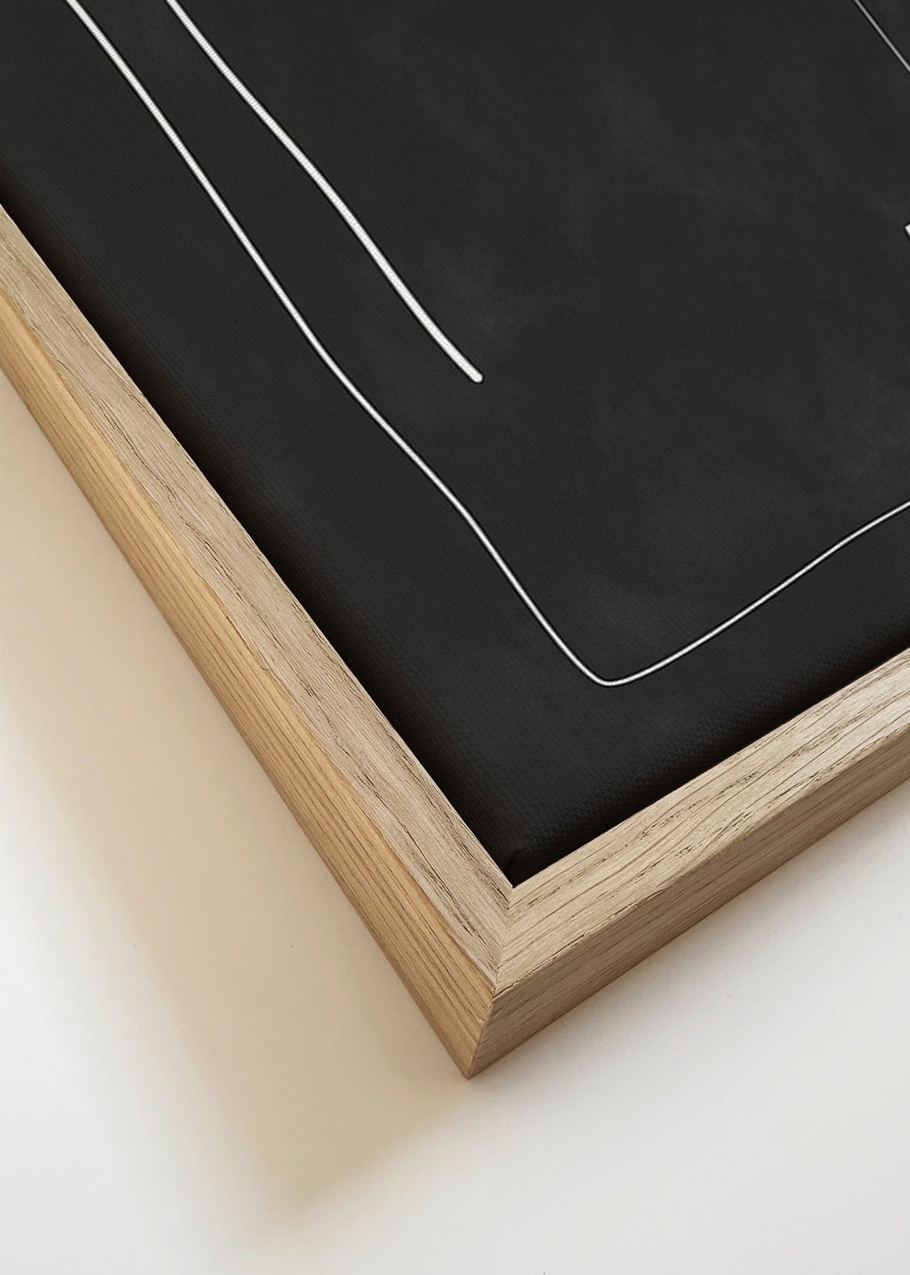 Minimalistisk plakat med hvide linjer på sort baggrund – Canvas detail