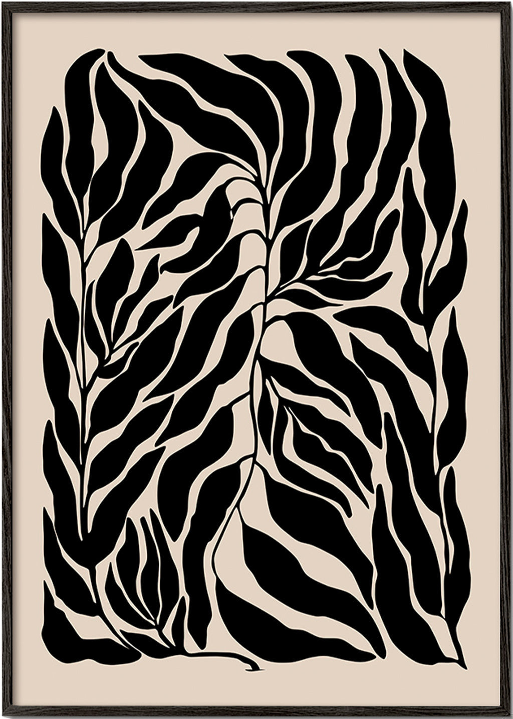 Botanisk plakat sorte blad-silhuetter – Black Frame