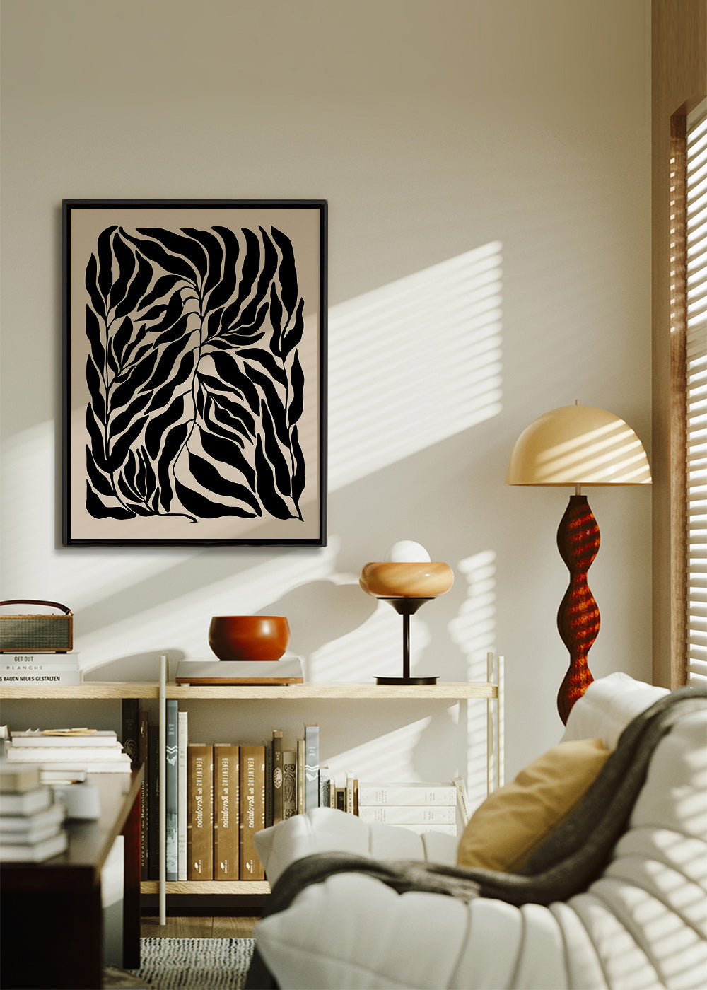 Botanisk plakat sorte blad-silhuetter – Canvas1