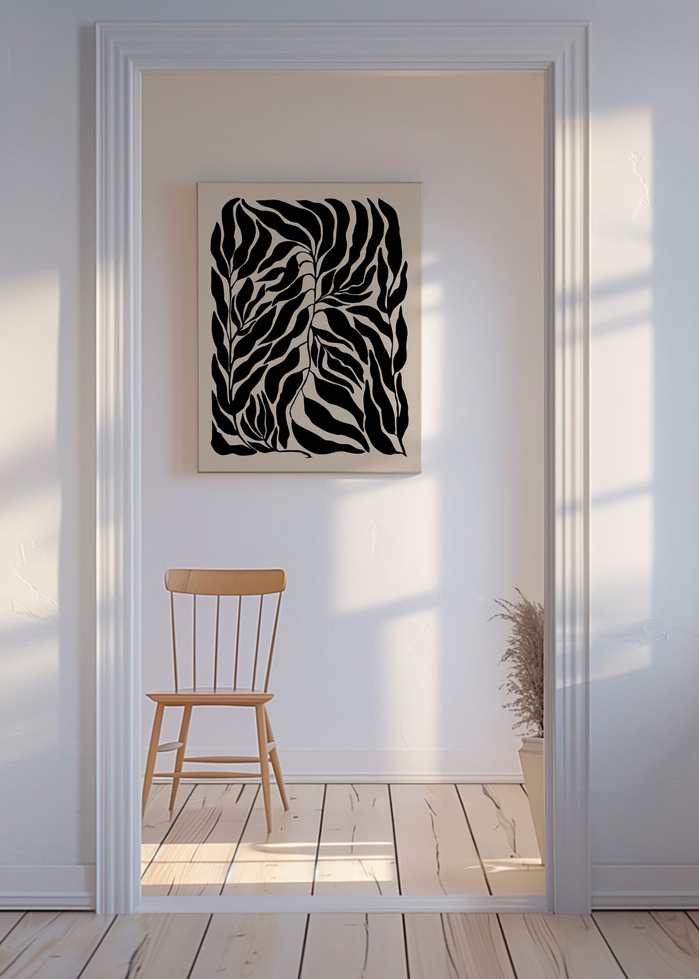 Botanisk plakat sorte blad-silhuetter – Canvas