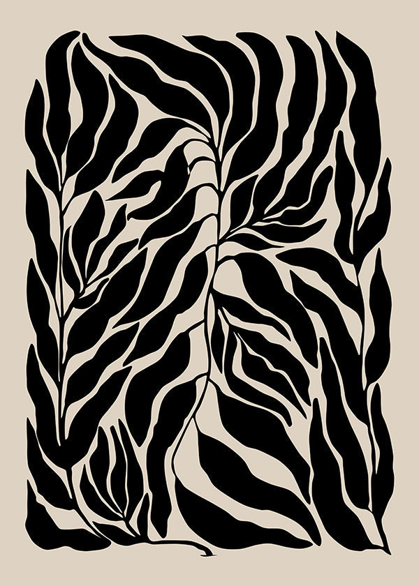 Botanisk plakat sorte blad-silhuetter