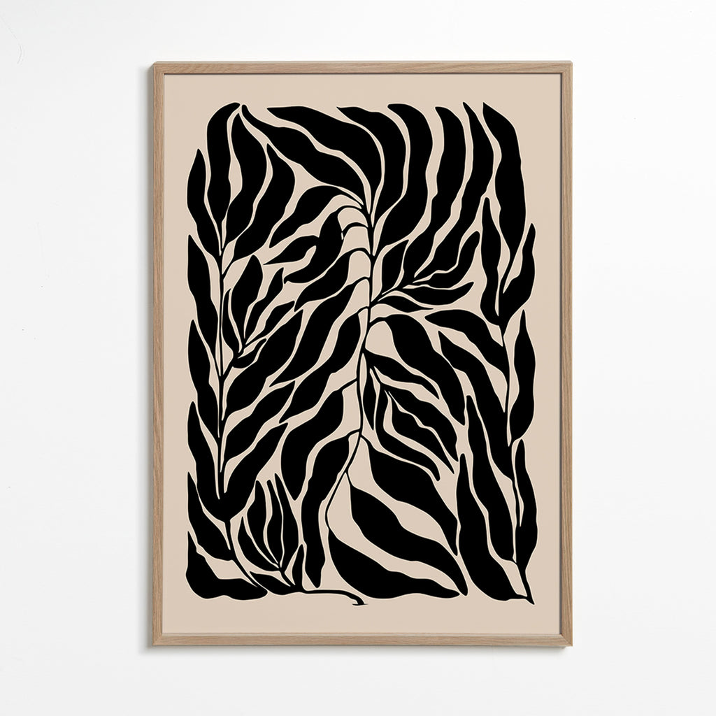 Botanisk plakat sorte blad-silhuetter – Oak Frame
