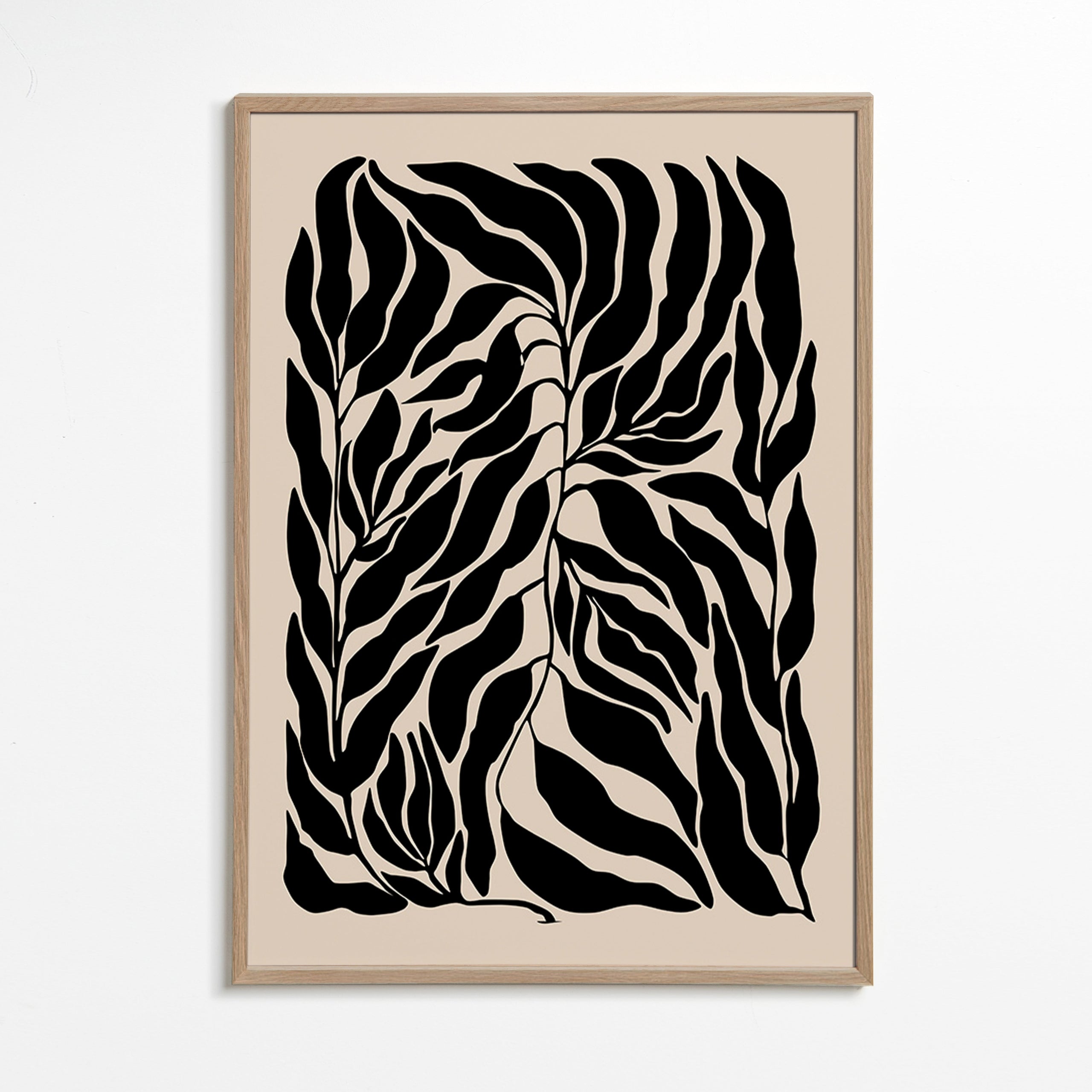 Botanisk plakat sorte blad-silhuetter – Oak Frame