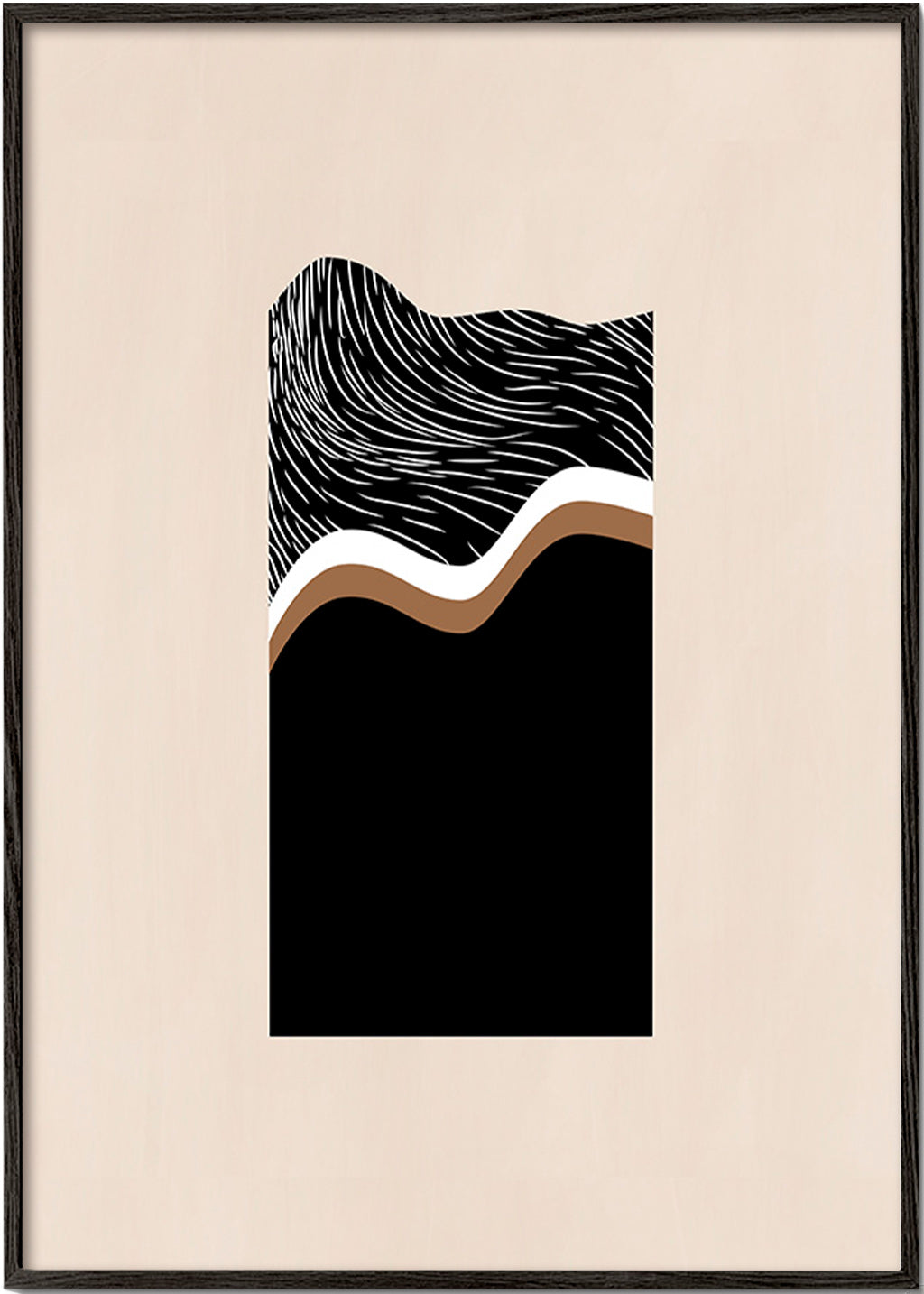 Abstrakt billede med monokrome bølger – Black Frame