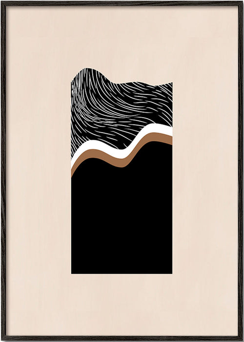 Abstrakt billede med monokrome bølger – Black Frame