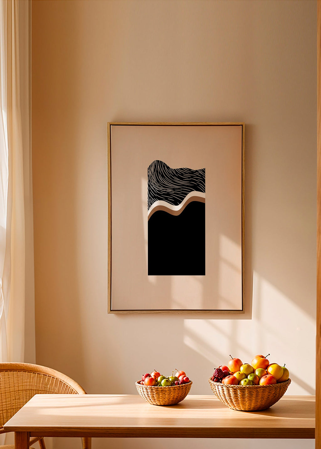 Abstrakt billede med monokrome bølger – Canvas2