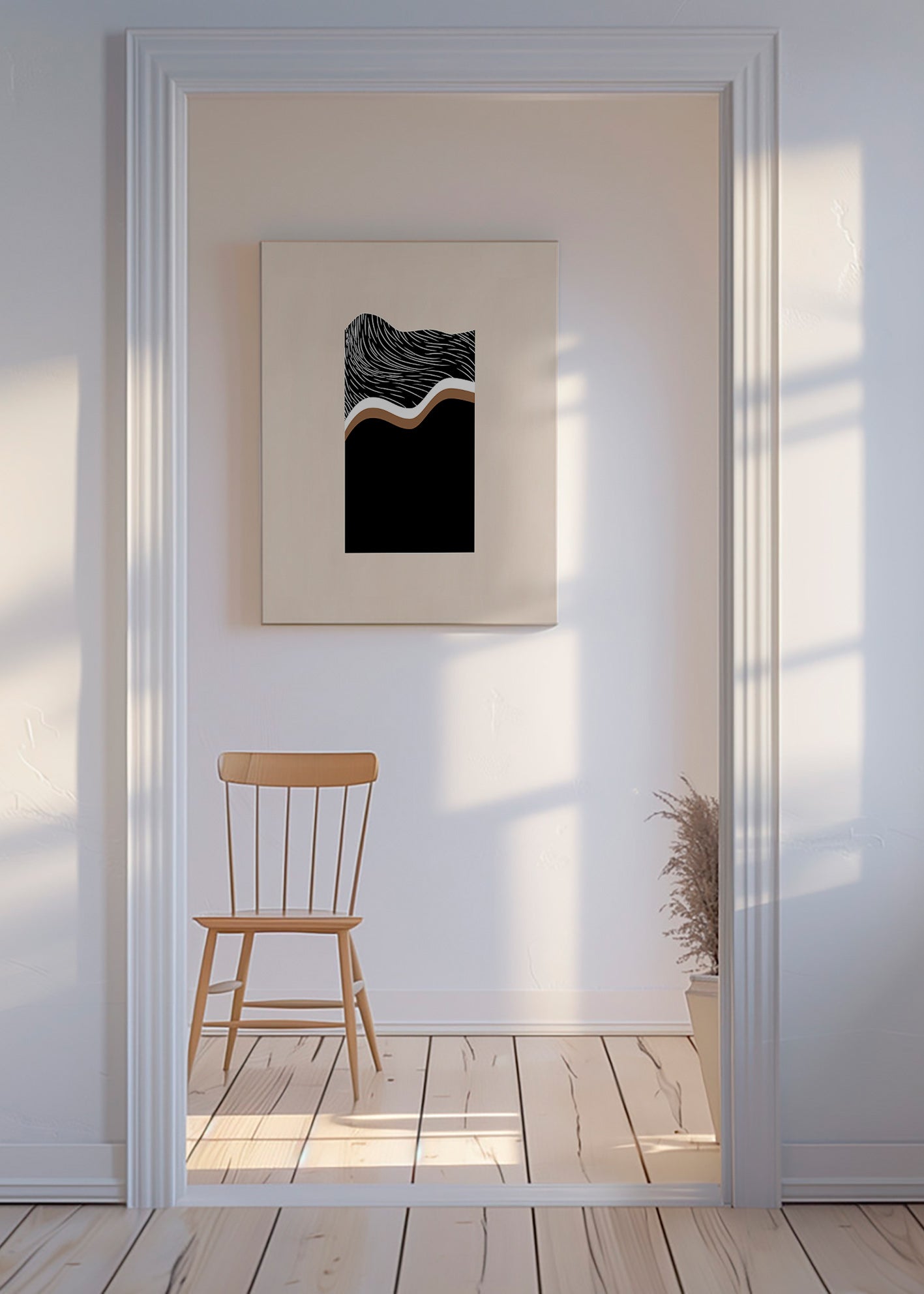 Abstrakt billede med monokrome bølger – Canvas