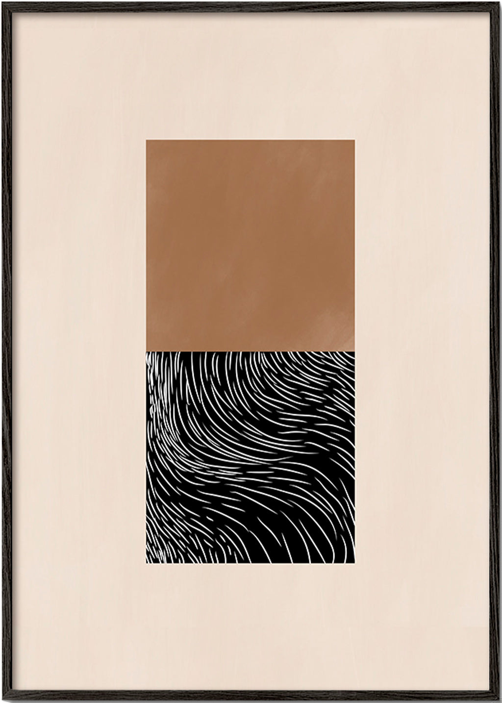 Geometrisk plakat med to teksturerede blokke – Black Frame