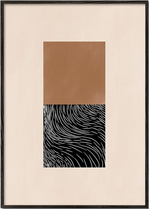 Geometrisk plakat med to teksturerede blokke – Black Frame