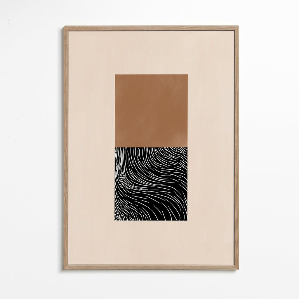 Geometrisk plakat med to teksturerede blokke – Oak Frame