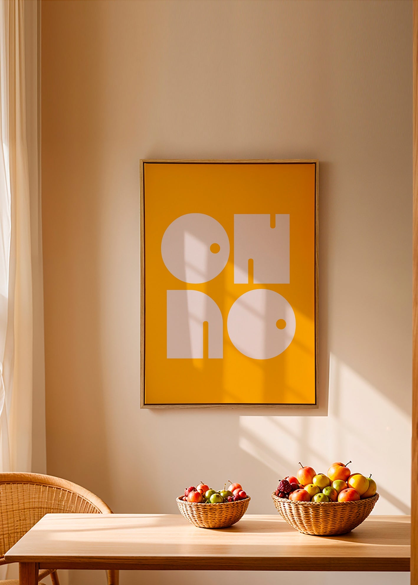 Geometrisk plakat med typografiske former sennep – Canvas2