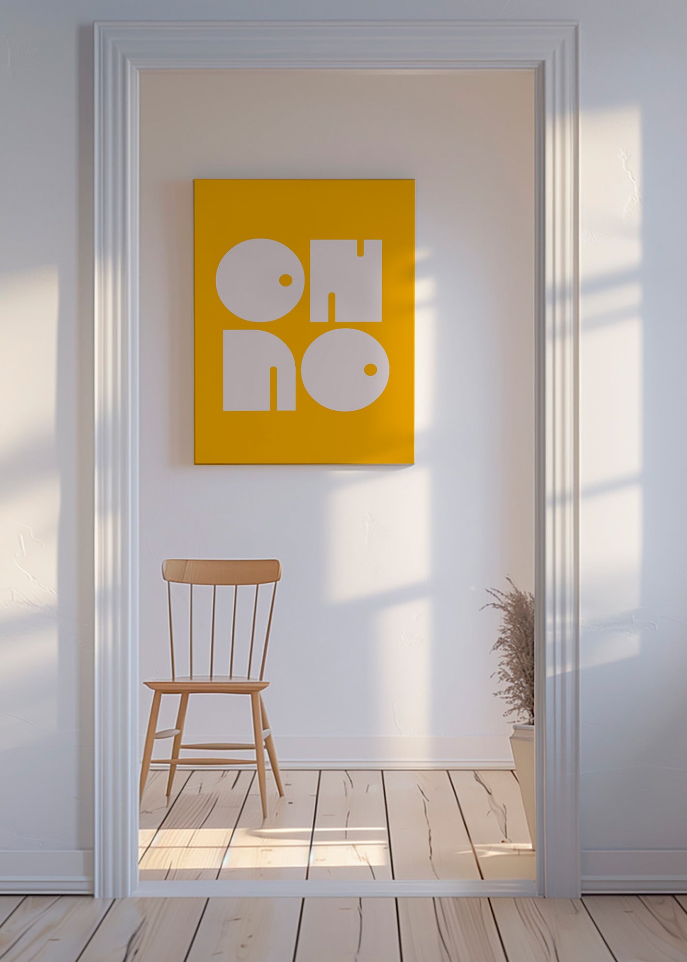 Geometrisk plakat med typografiske former sennep – Canvas