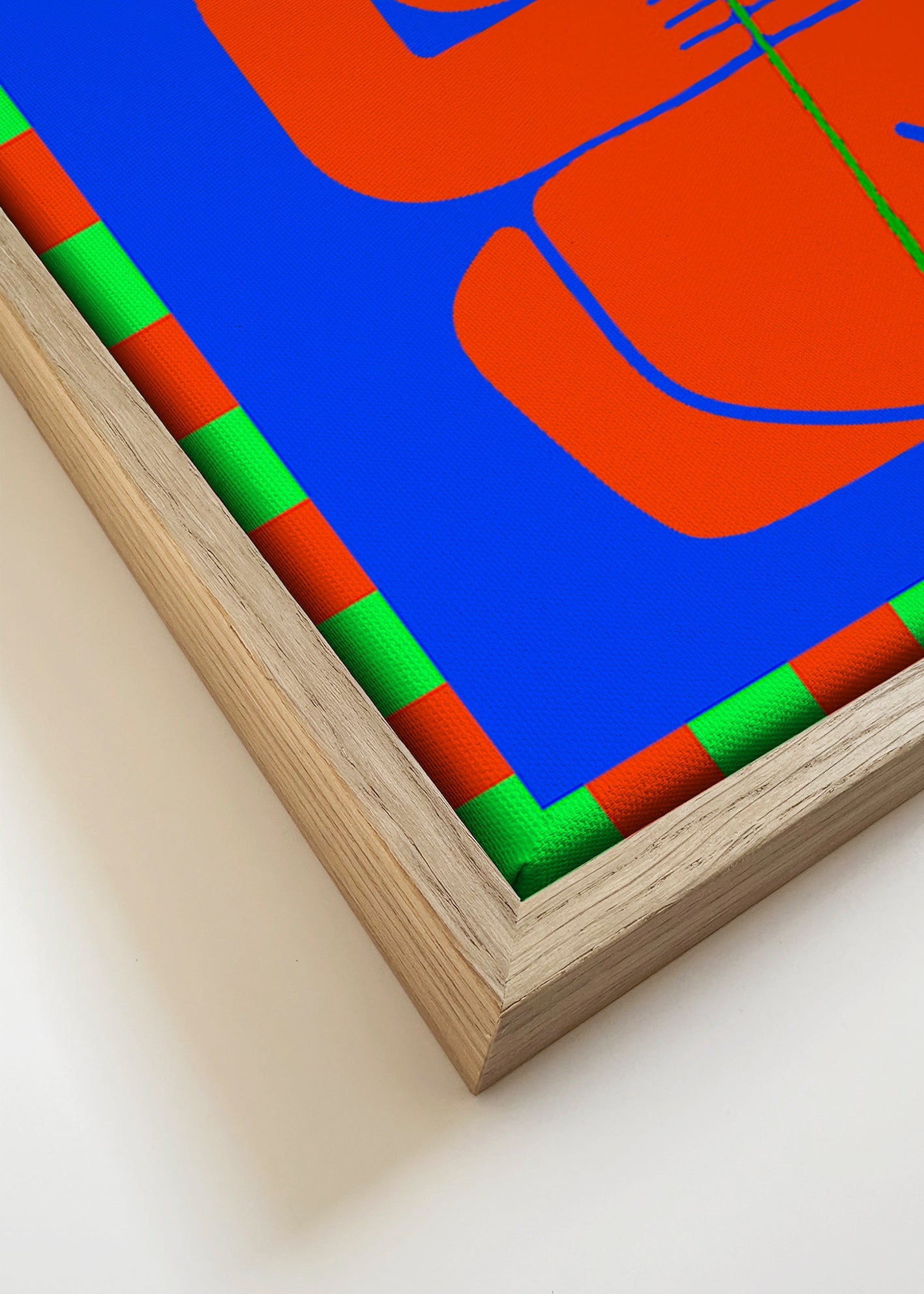 Abstrakt værk med stiliseret rød figur – Canvas detail