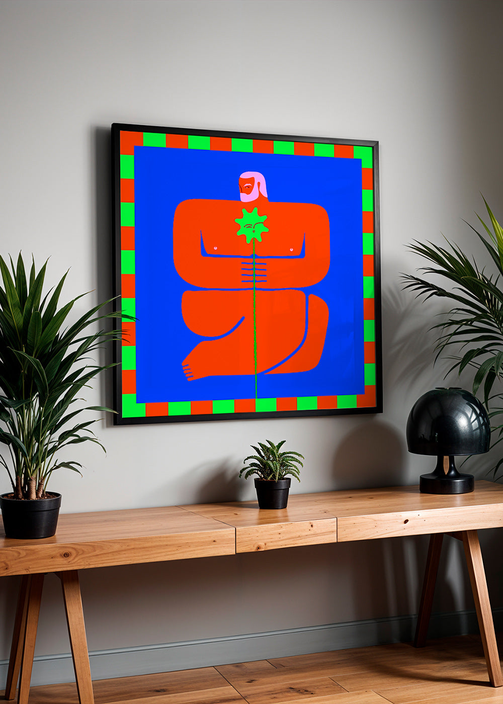 Illustration af figur der holder en blomst – Product1