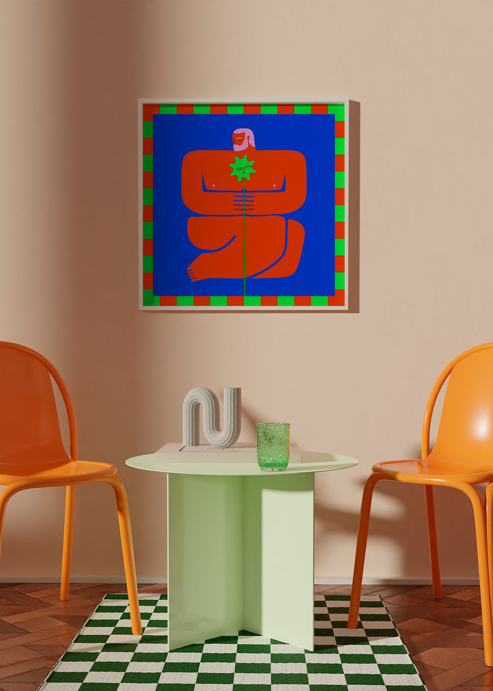 Illustration af figur der holder en blomst – Product2