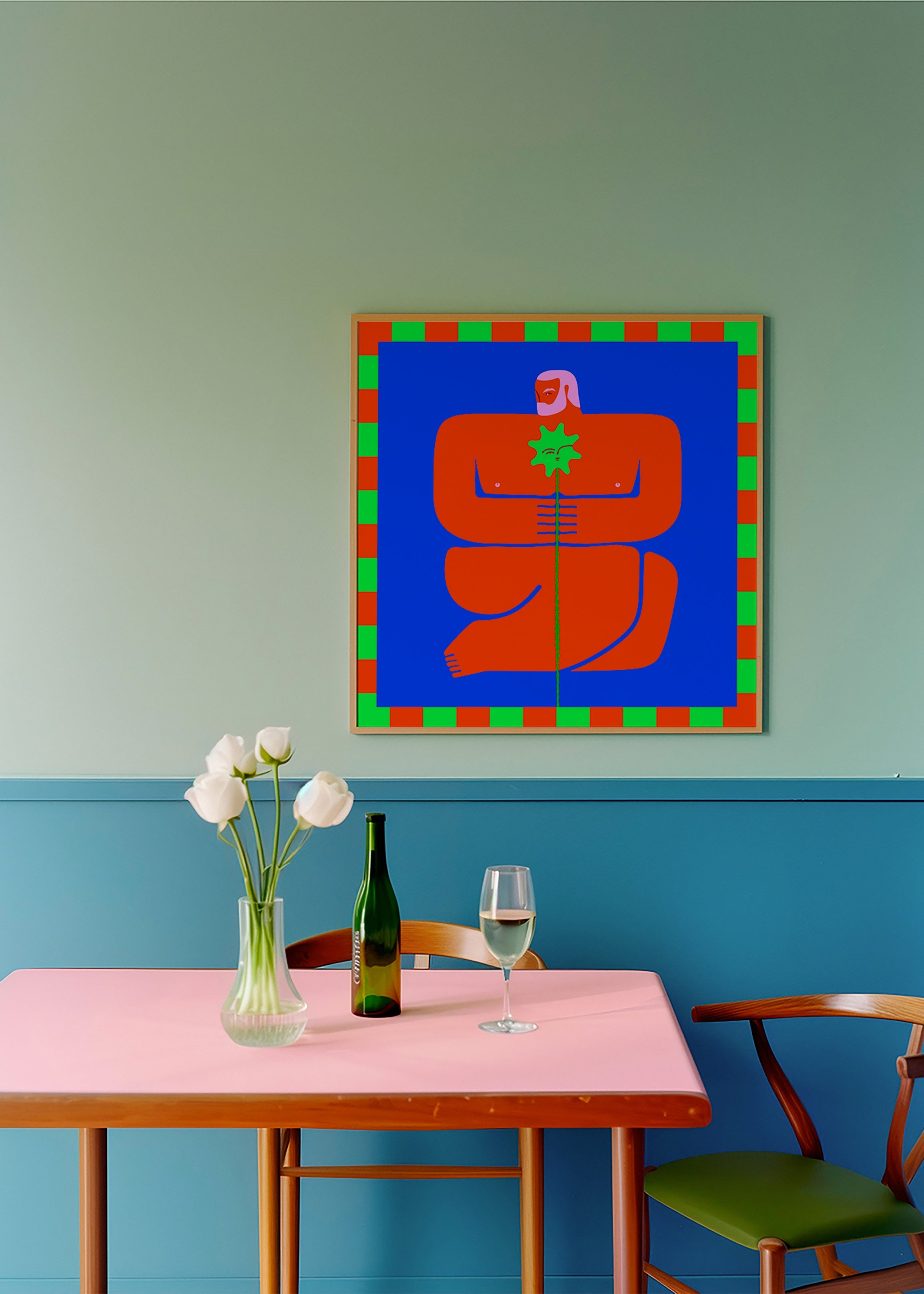 Illustration af figur der holder en blomst – Product3