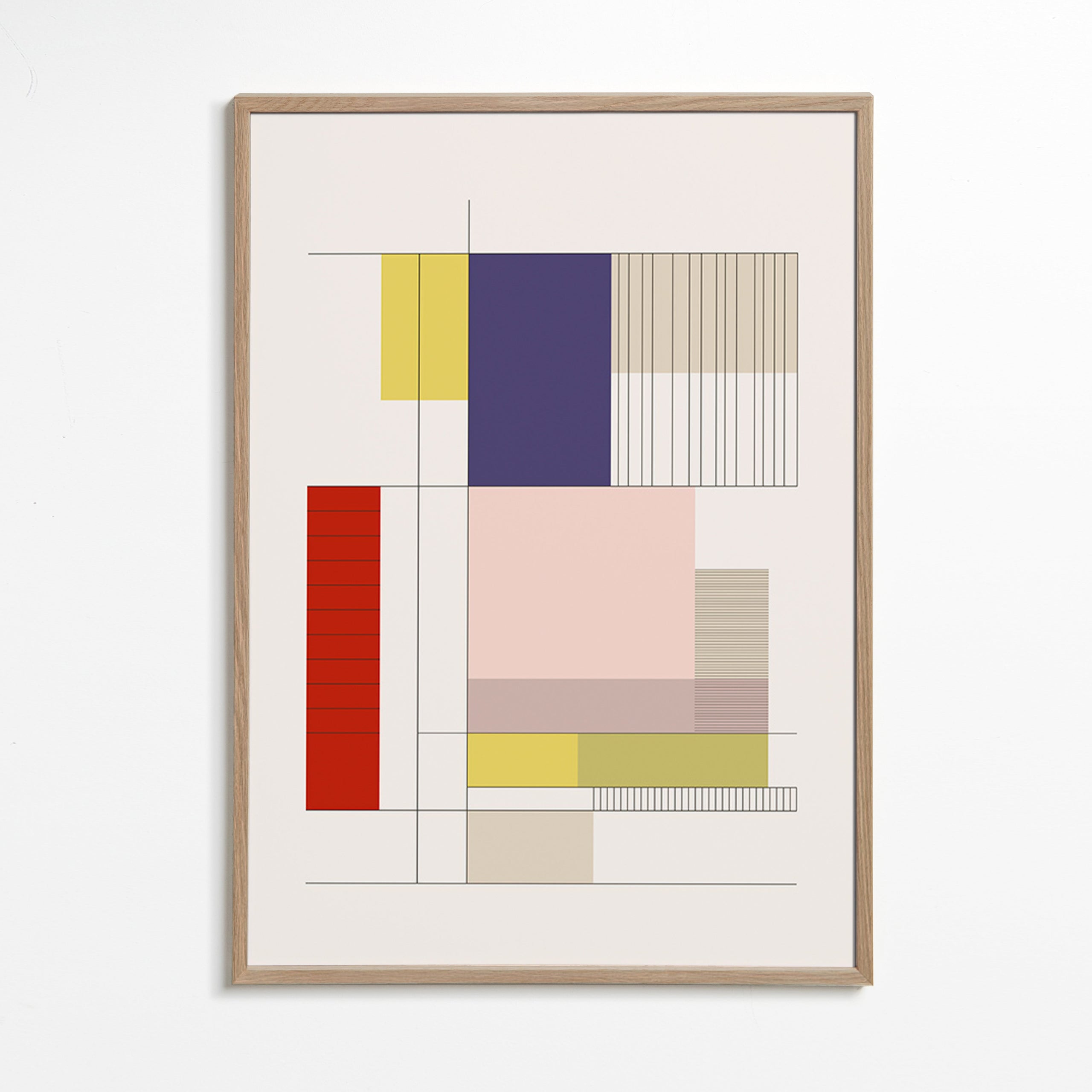 Geometrisk billede med blokke – Oak Frame