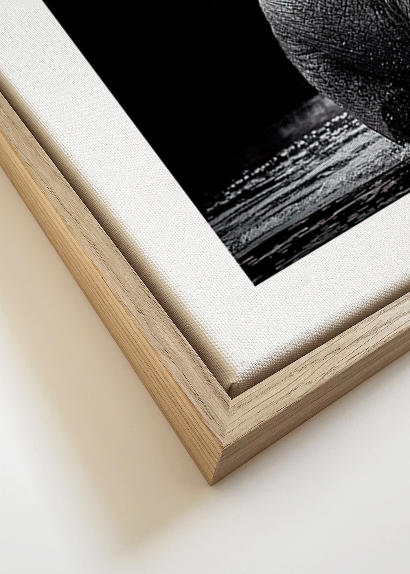Kunstværk: elefantportræt i vand i sort-hvid – Canvas detail