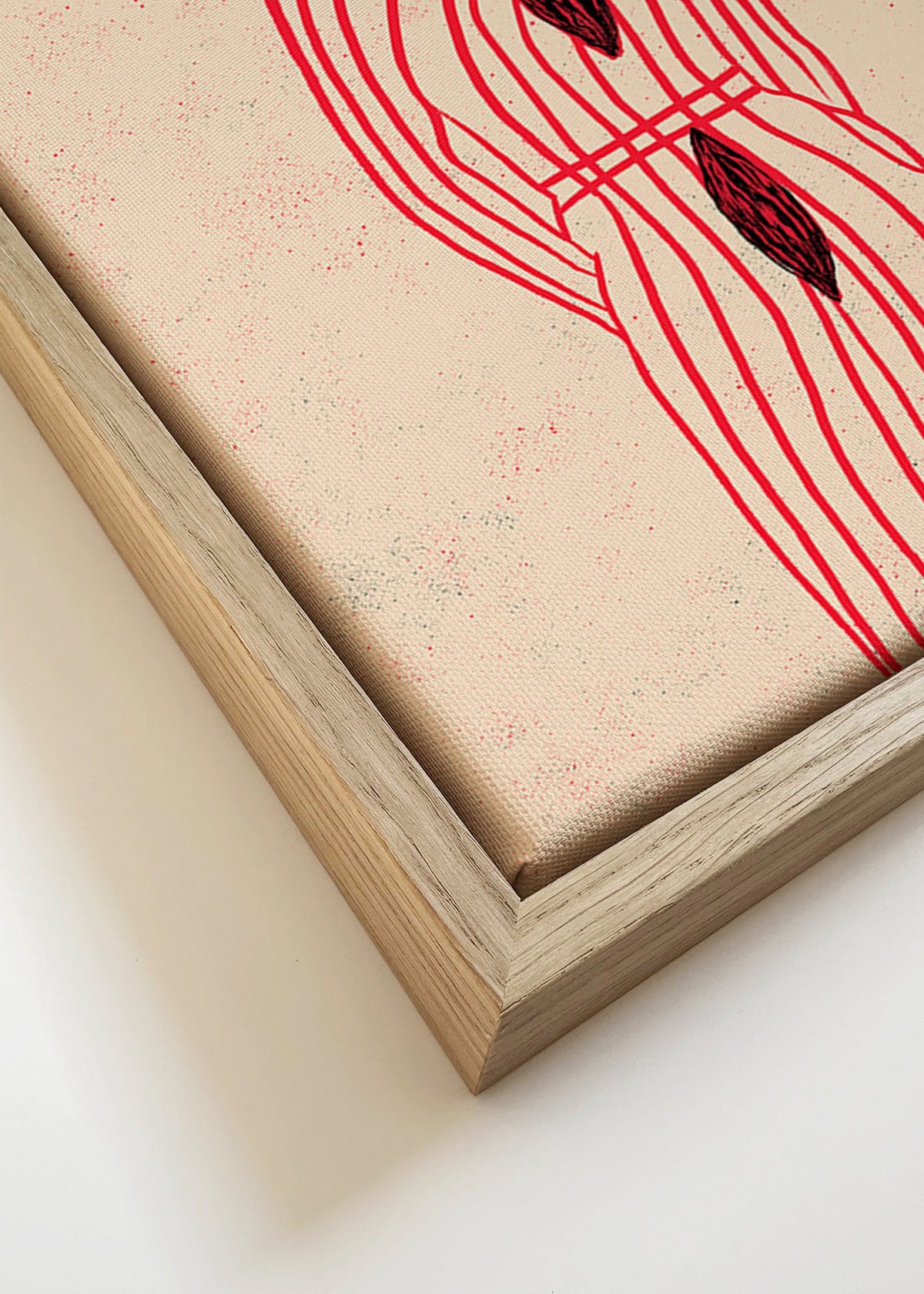 Stiliseret kat med røde linjer – Canvas detail