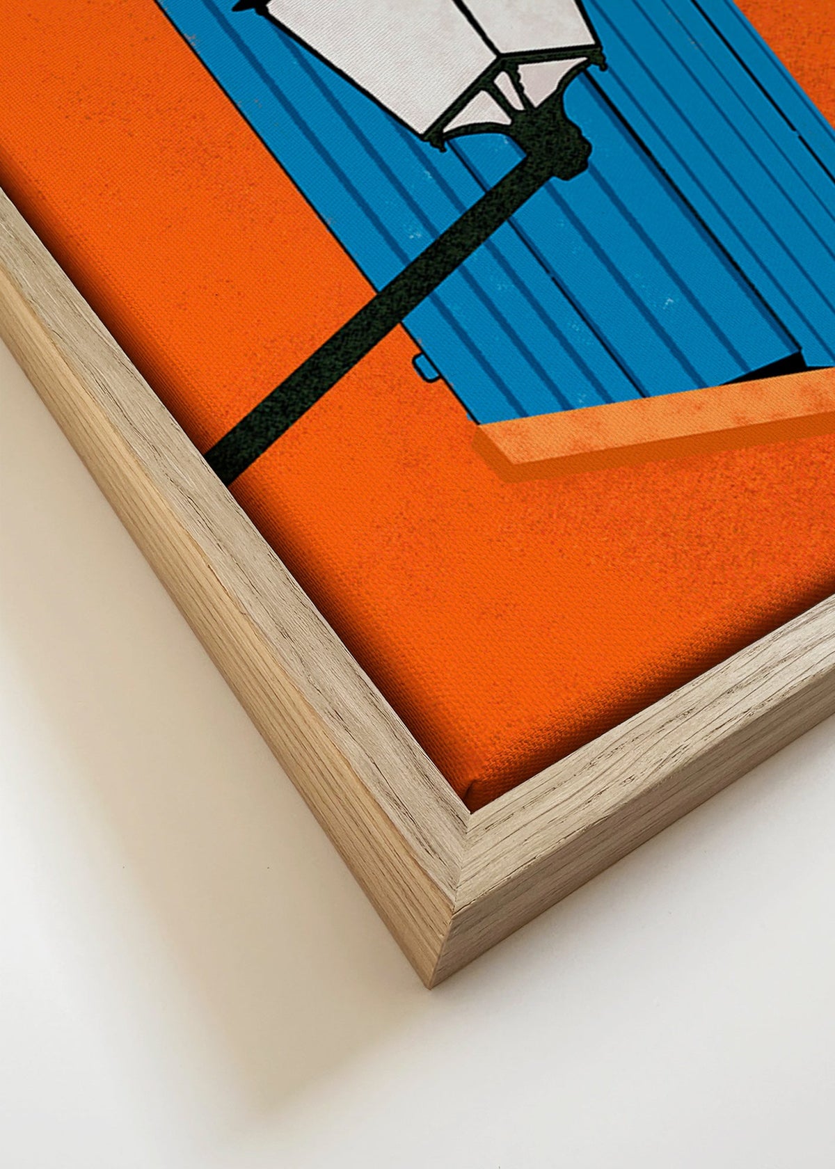 Illustration blå skodde og gadelygte – Canvas detail