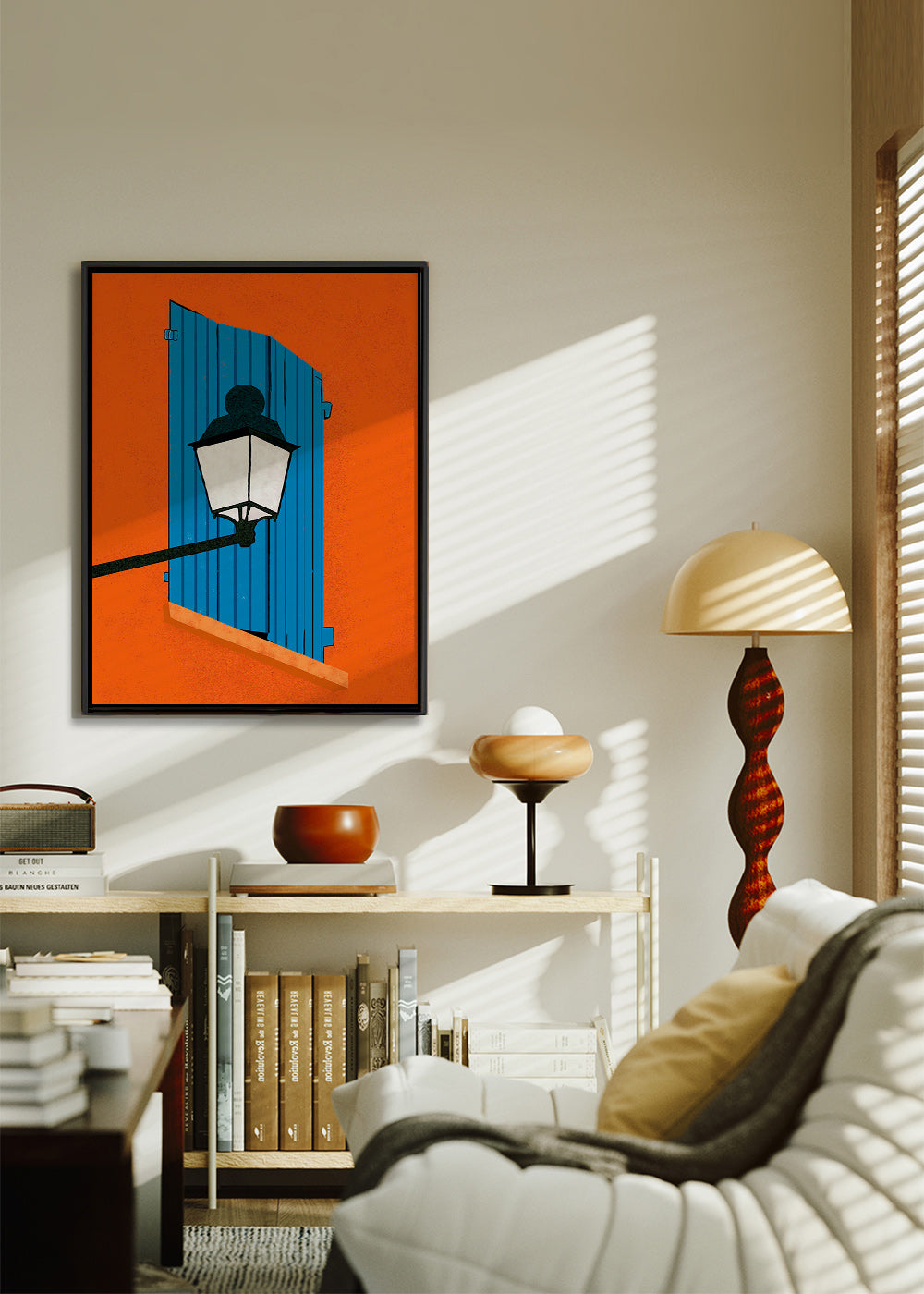 Illustration blå skodde og gadelygte – Canvas2