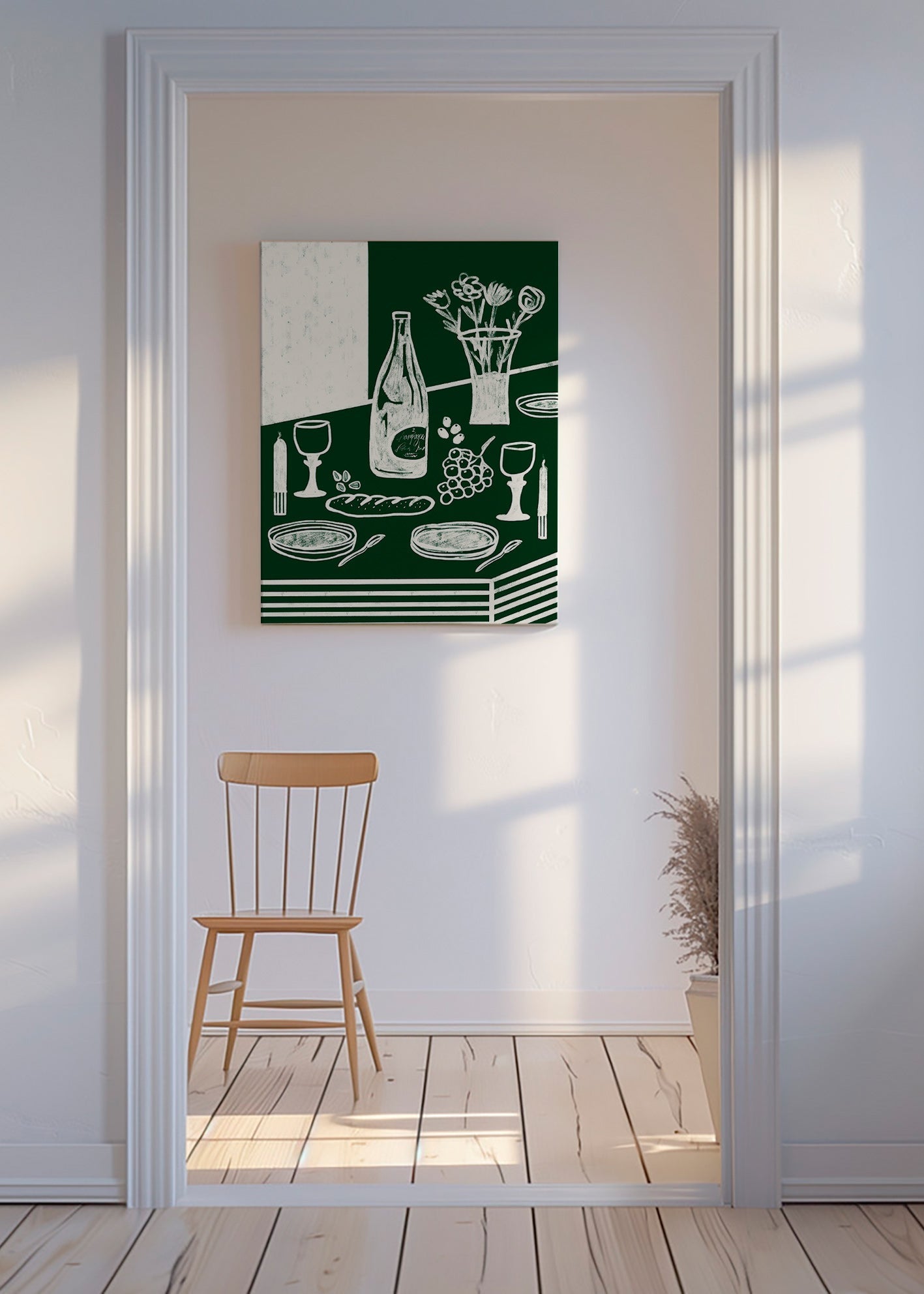 Køkkenkunst: grønt stilleben – Canvas