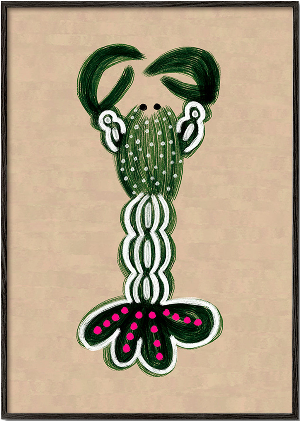 Illustration af grøn hummer – Black Frame