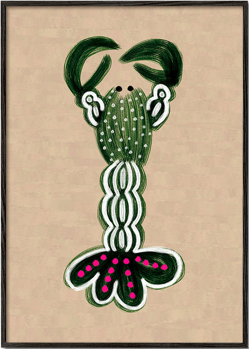 Illustration af grøn hummer – Black Frame