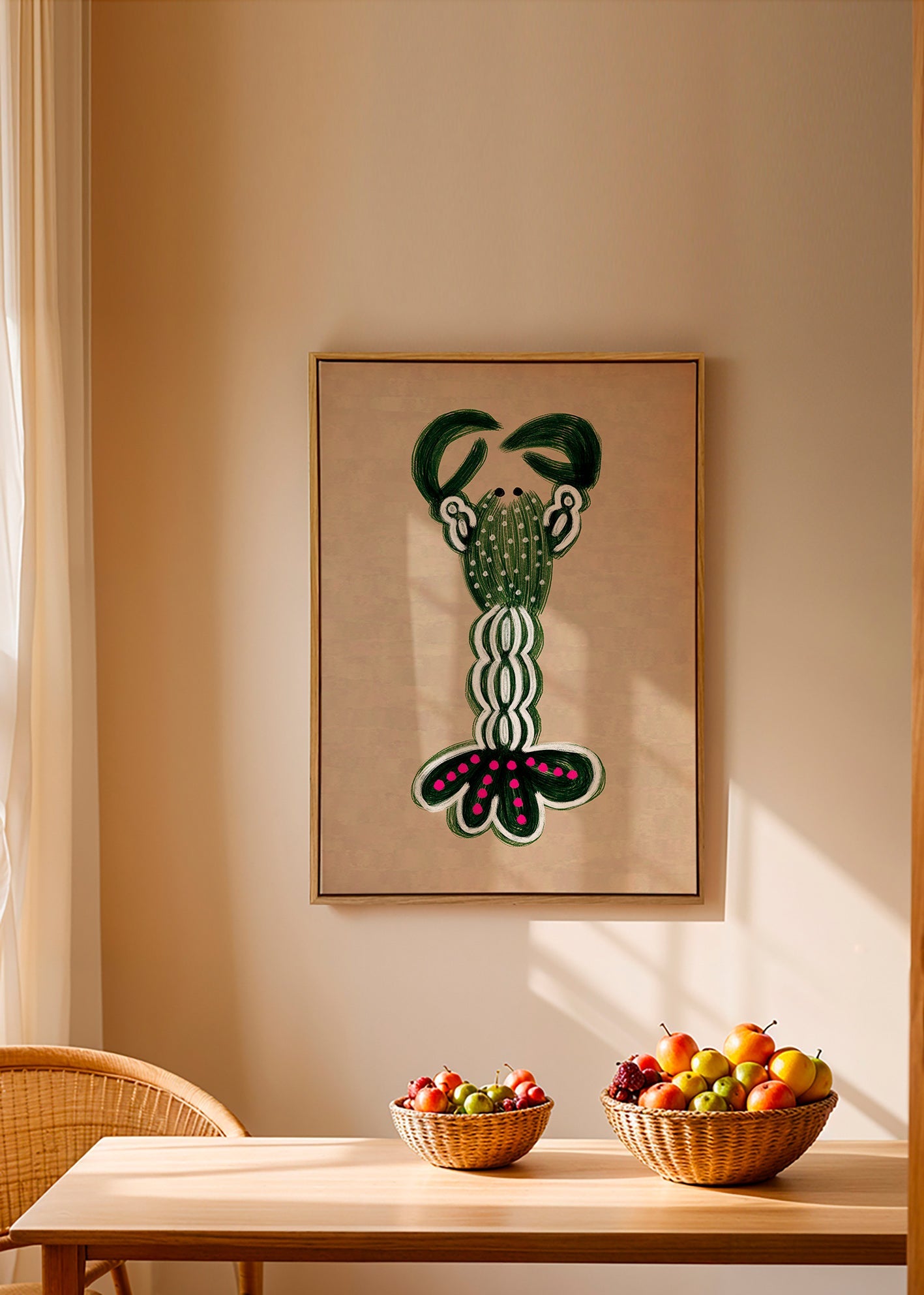 Illustration af grøn hummer – Canvas2