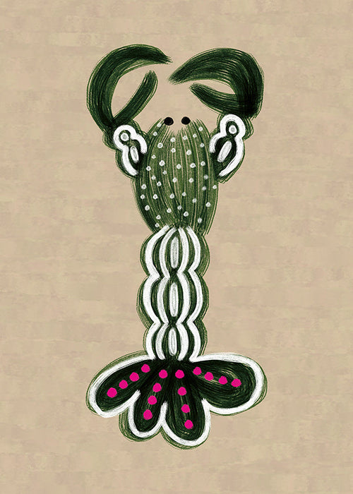 Illustration af grøn hummer
