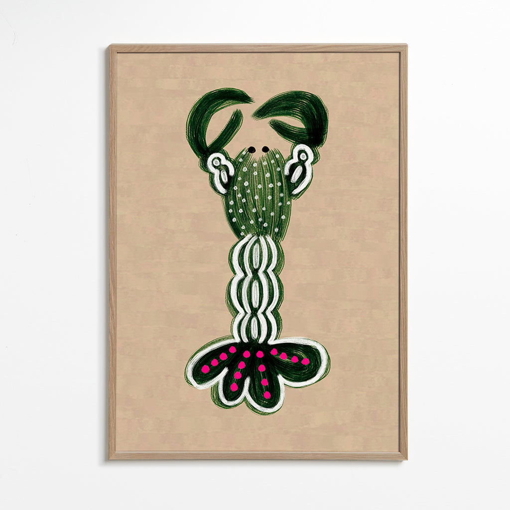 Illustration af grøn hummer – Oak Frame