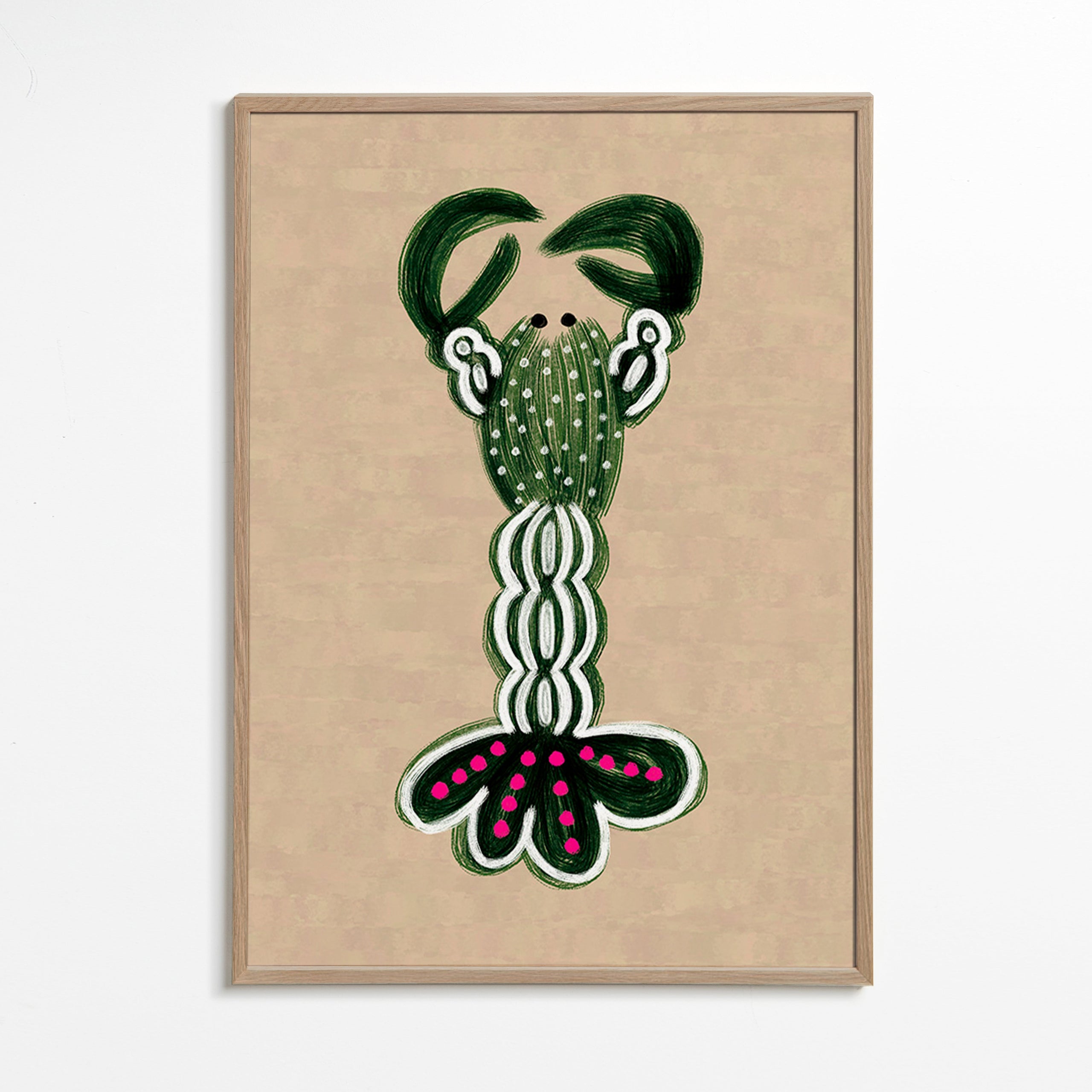 Illustration af grøn hummer – Oak Frame
