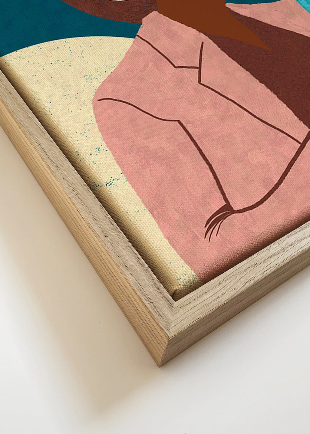 Illustration af musiker med blæseinstrument – Canvas detail