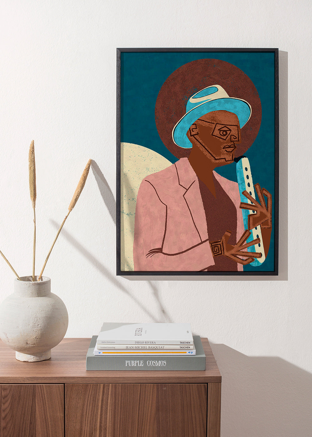 Illustration af musiker med blæseinstrument – Product2