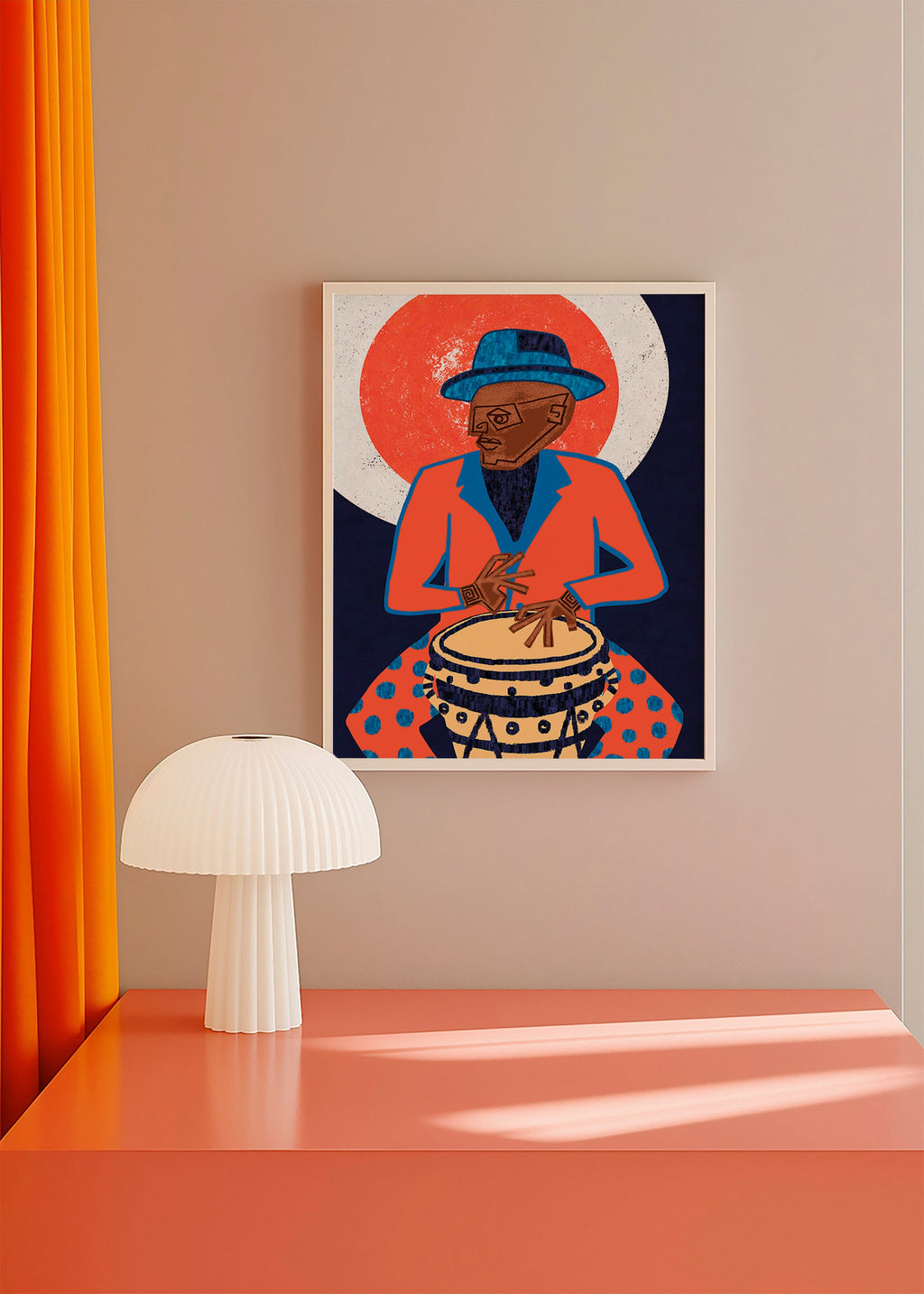 Illustration musiker med tromme i stærke farver – Product2