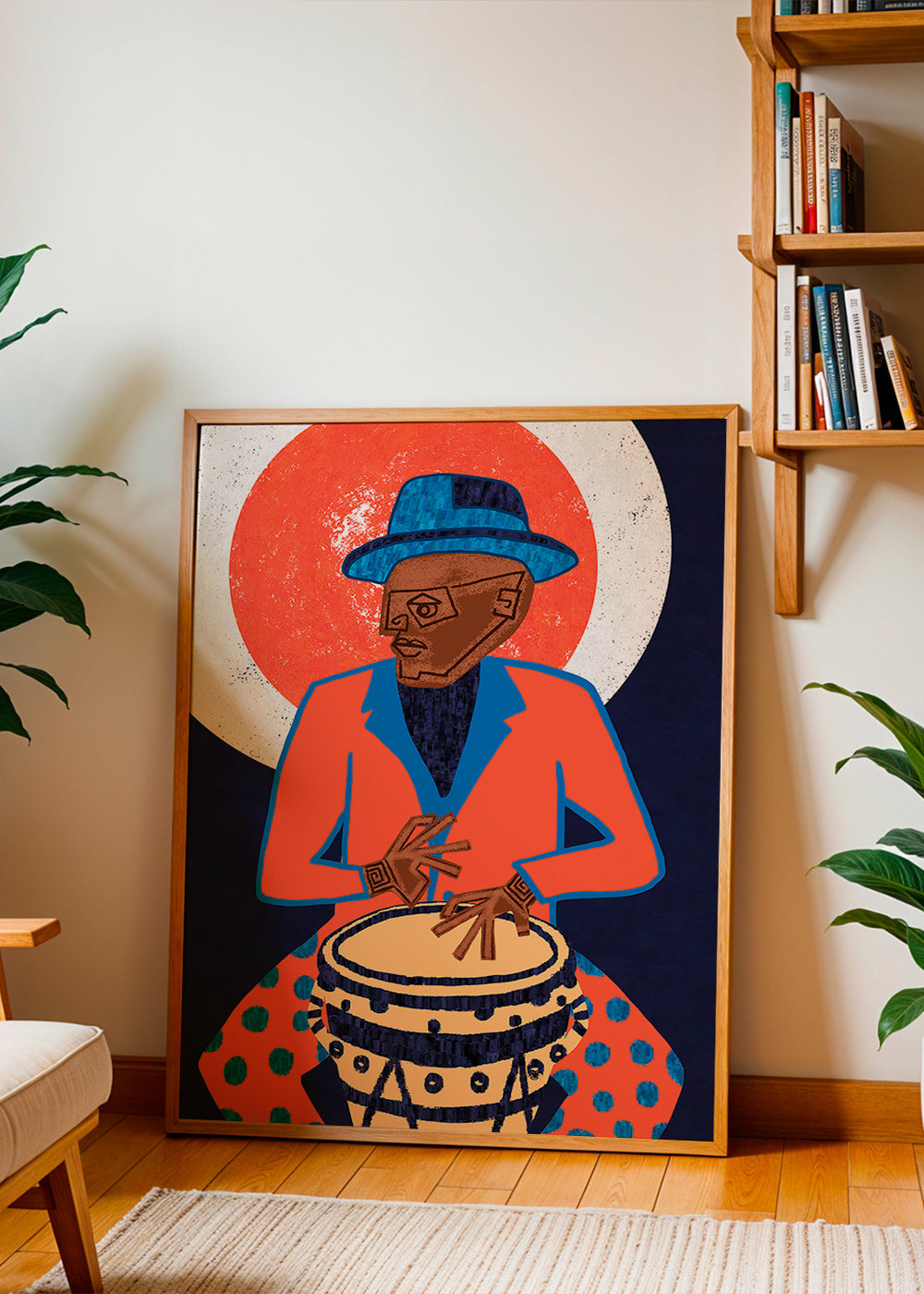 Illustration musiker med tromme i stærke farver – Product3