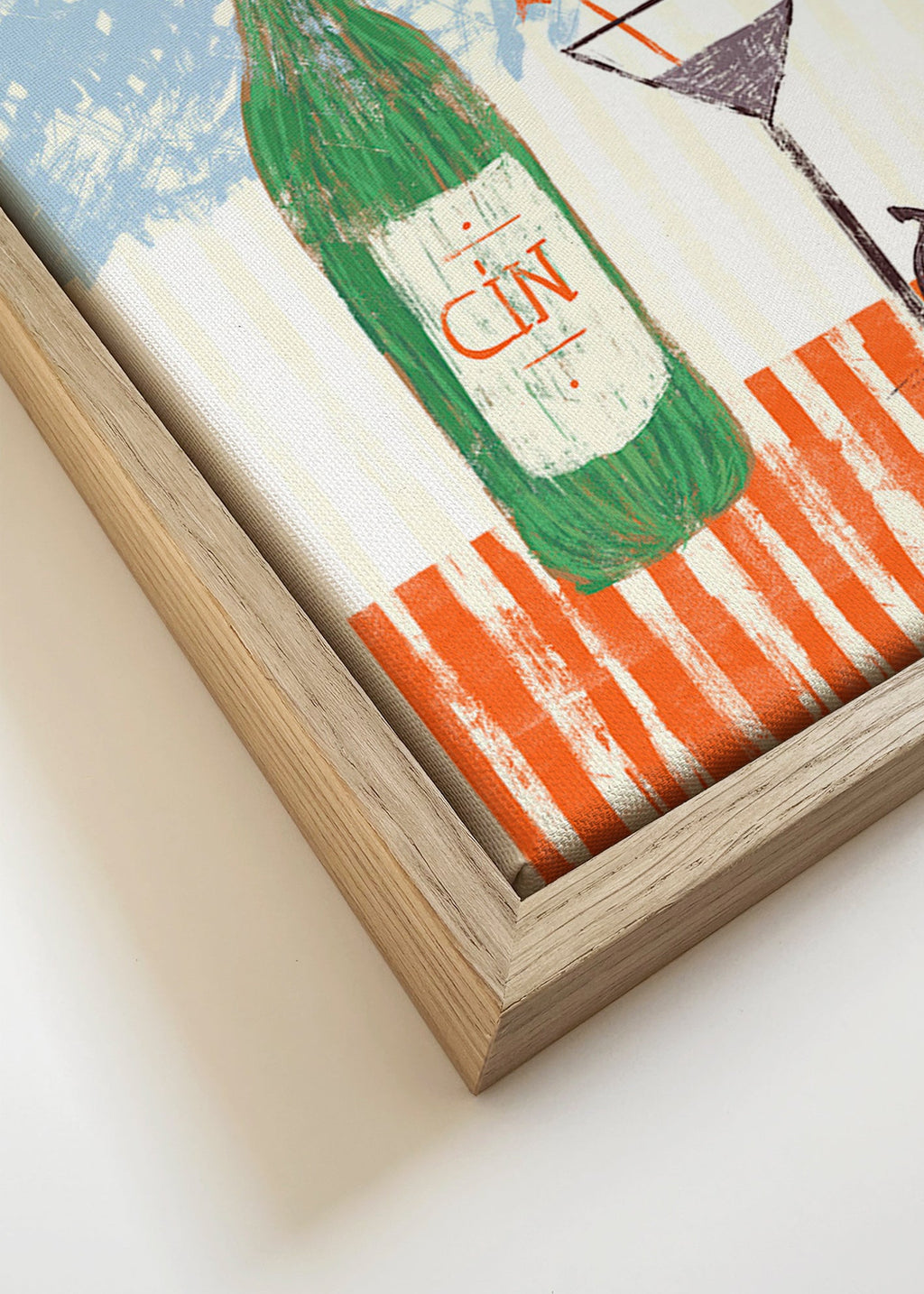 Køkkenkunst med illustreret ginflaske – Canvas detail