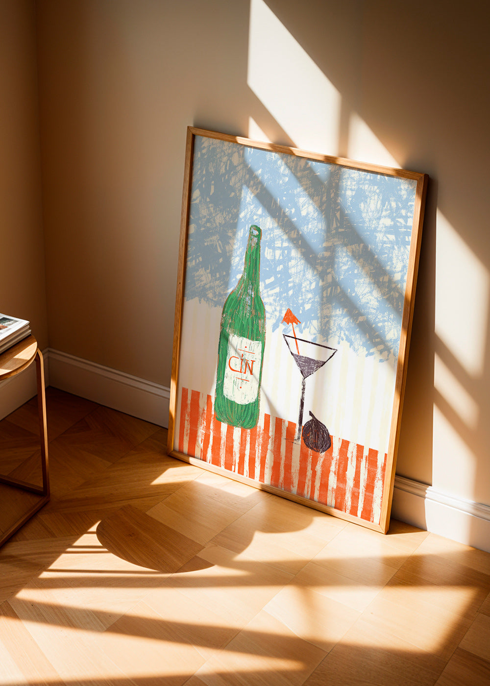 Køkkenkunst med illustreret ginflaske – Product2