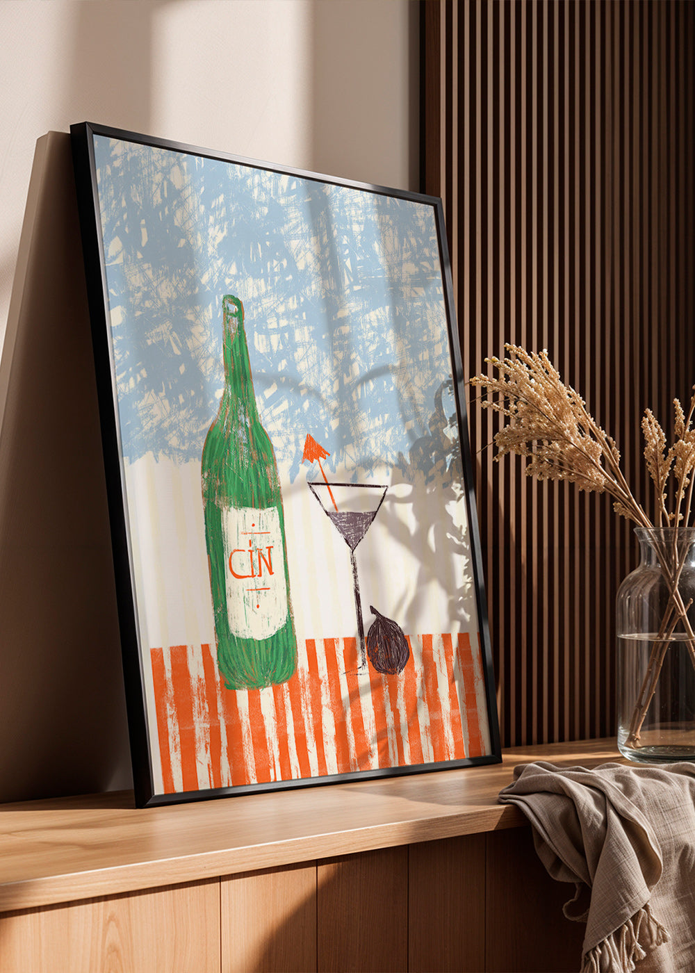 Køkkenkunst med illustreret ginflaske – Product3