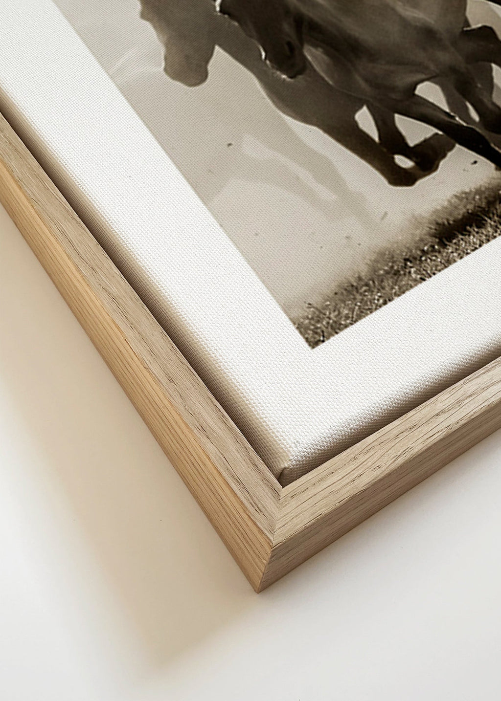 Løbende heste i sepia – Canvas detail