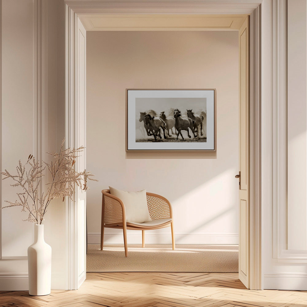 Løbende heste i sepia – Canvas1