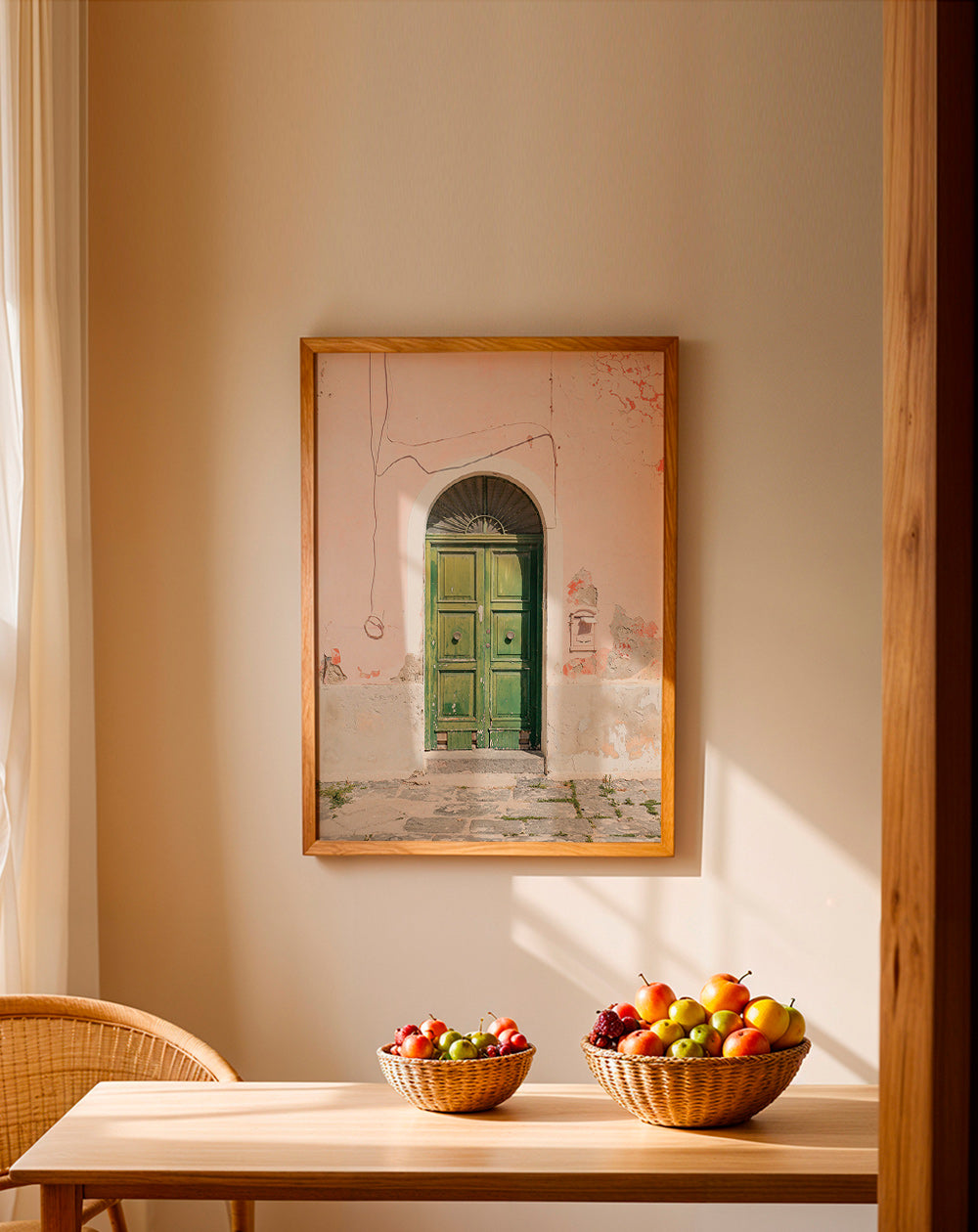 Køkkenkunst: grøn dør i rosa facade – Product1
