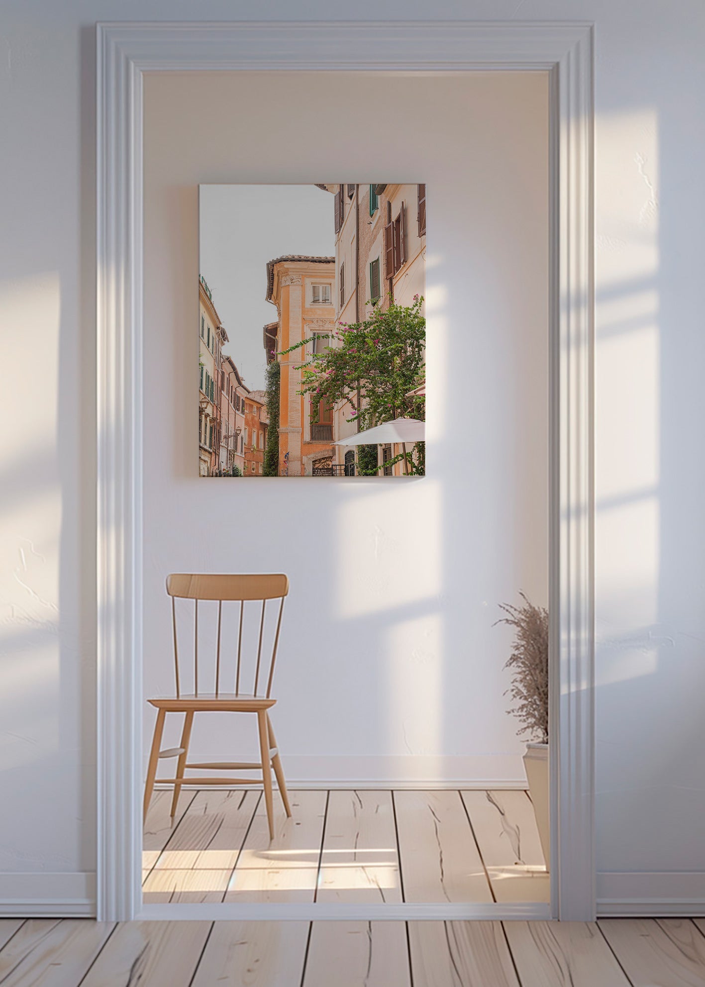 Bybillede: romersk gade med prydplanter – Canvas