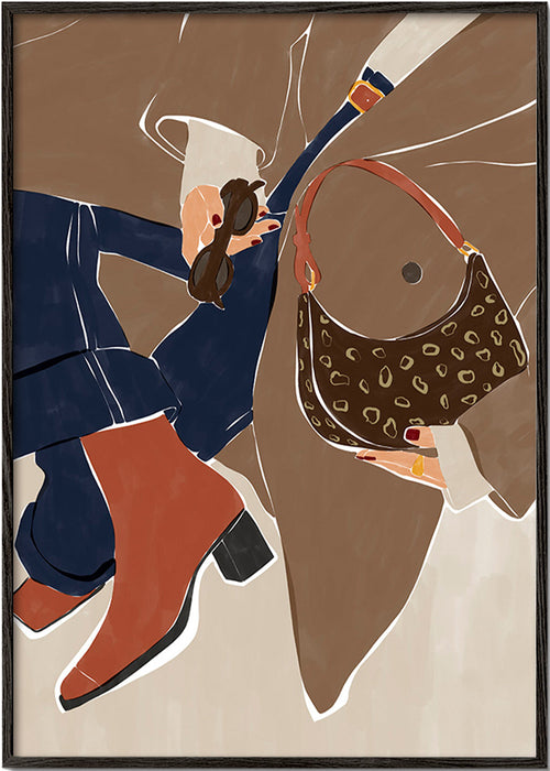 Modeillustration med taske og støvler – Black Frame
