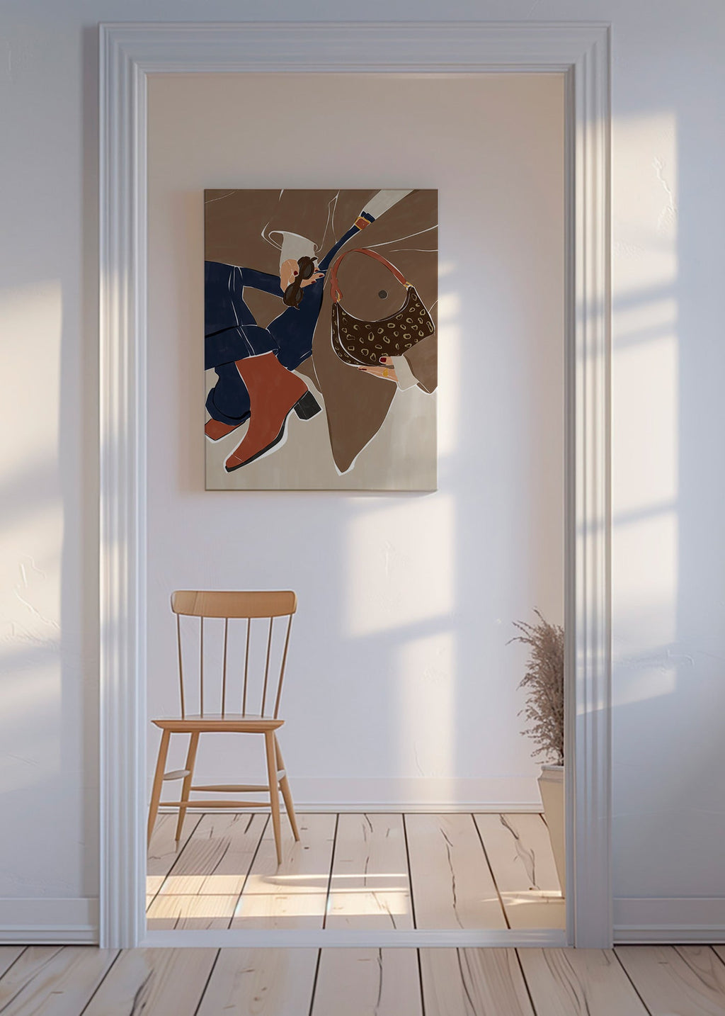 Modeillustration med taske og støvler – Canvas