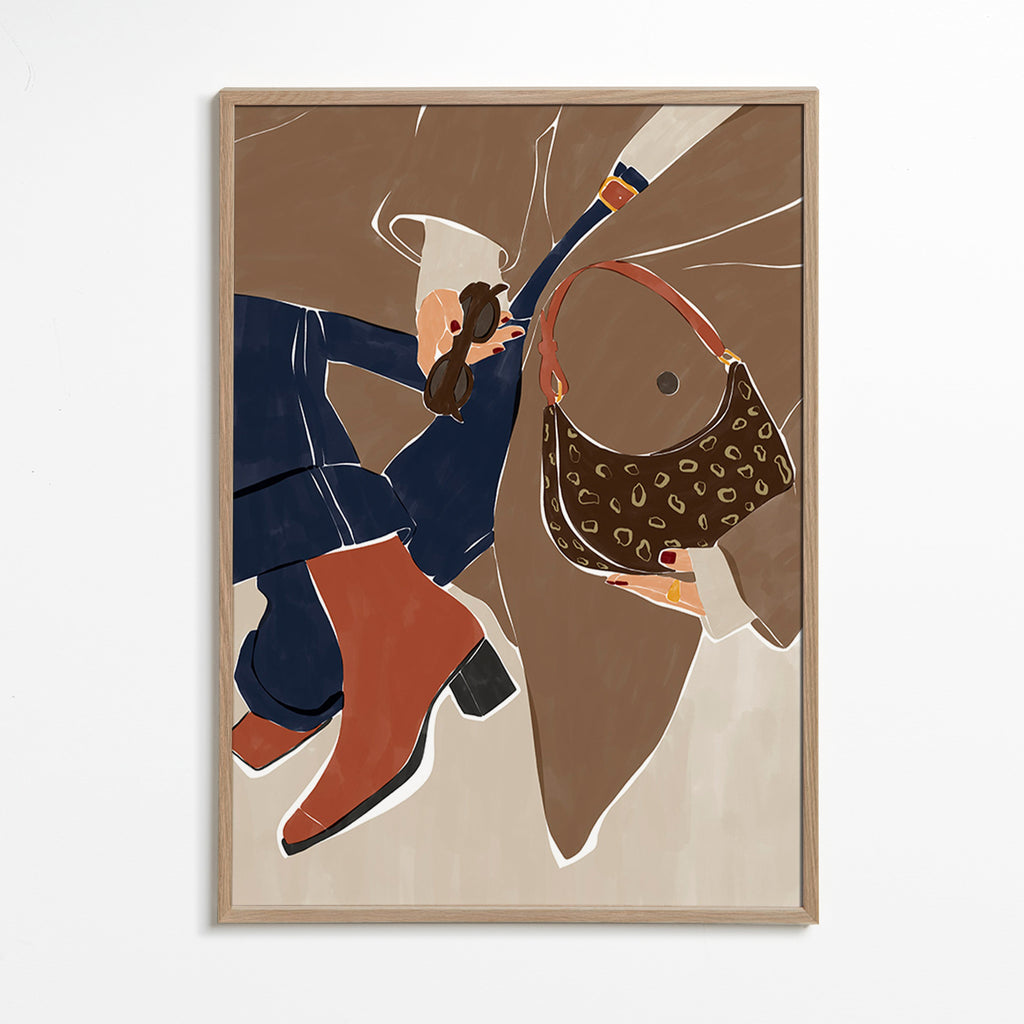 Modeillustration med taske og støvler – Oak Frame