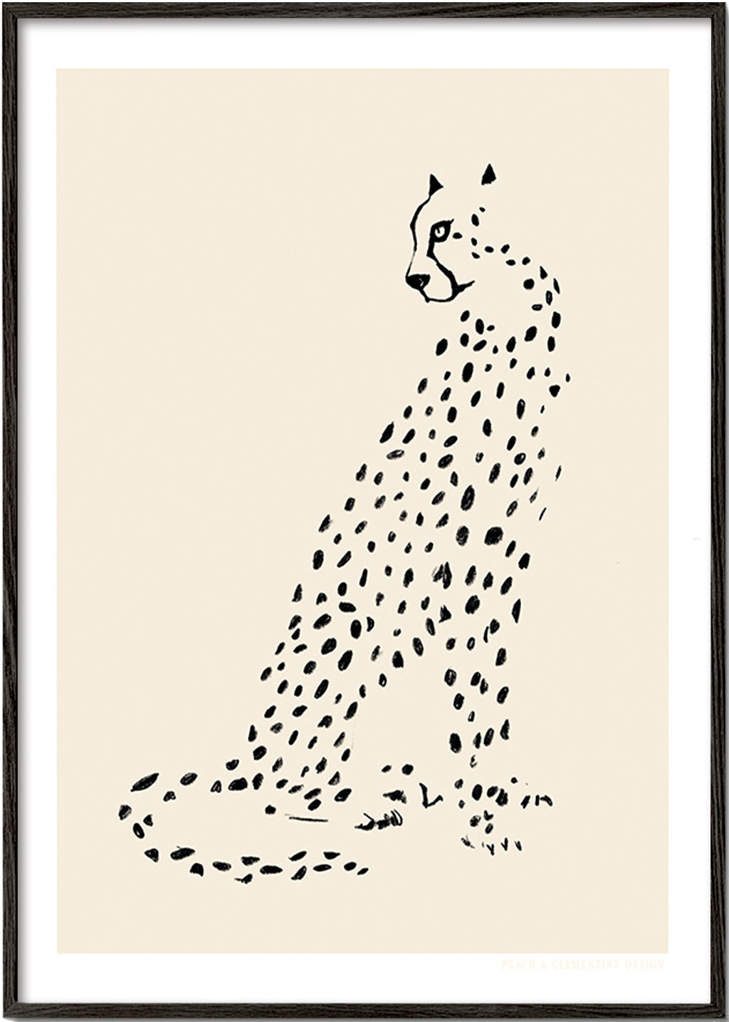 Minimalistisk gepard – Black Frame